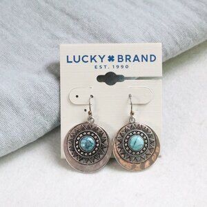 Lucky Brand Boho Turquoise Sunburst Earrings Elegant Bohemian Statement Jewelry